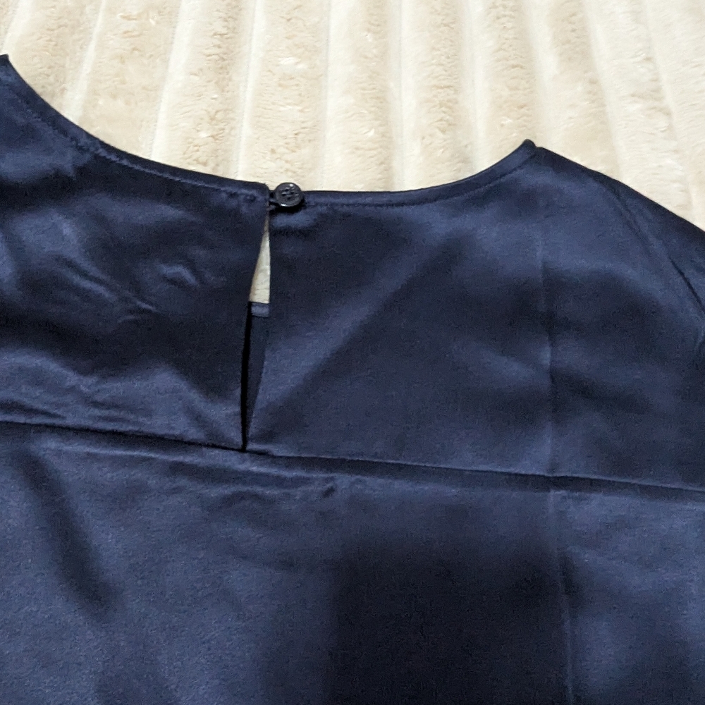 Elegant Blue Silk Sleeveless Top - Picture 4 of 8